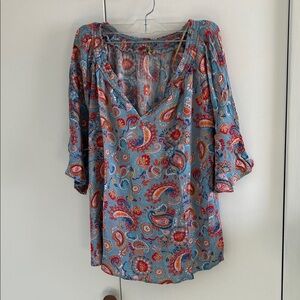 Democracy Paisley Blouse - Blue and Red
